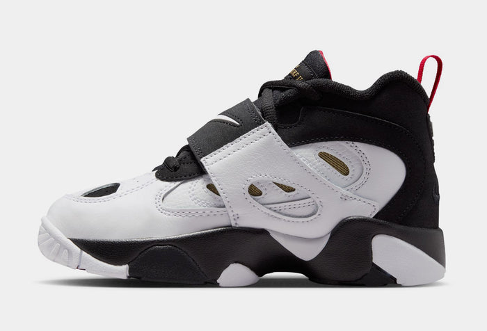 Air Diamond Turff II Preschool Basketball Shoes (Black/White/Fire Red/Metallic Gold)