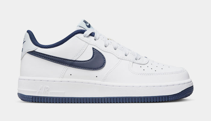 Air Force 1 Grade School Basketball Shoes (White/Midnight Navy/Football Grey)