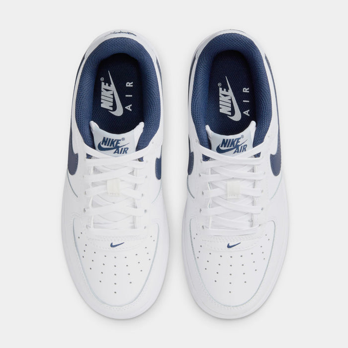 Air Force 1 Grade School Basketball Shoes (White/Midnight Navy/Football Grey)