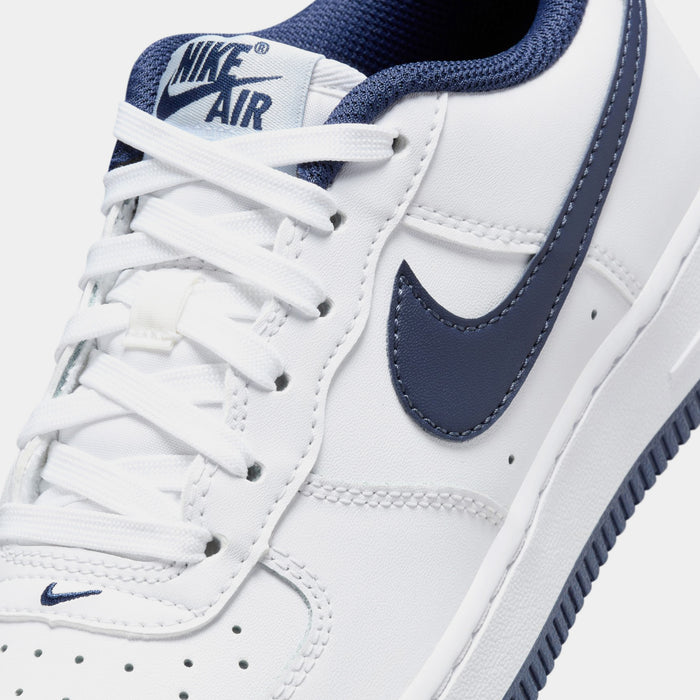 Air Force 1 Grade School Basketball Shoes (White/Midnight Navy/Football Grey)