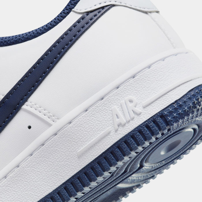 Air Force 1 Grade School Basketball Shoes (White/Midnight Navy/Football Grey)