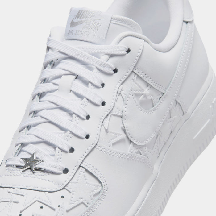 Air Force 1 White Stars Mens Lifestyle Shoes (White/White/Metallic Silver)
