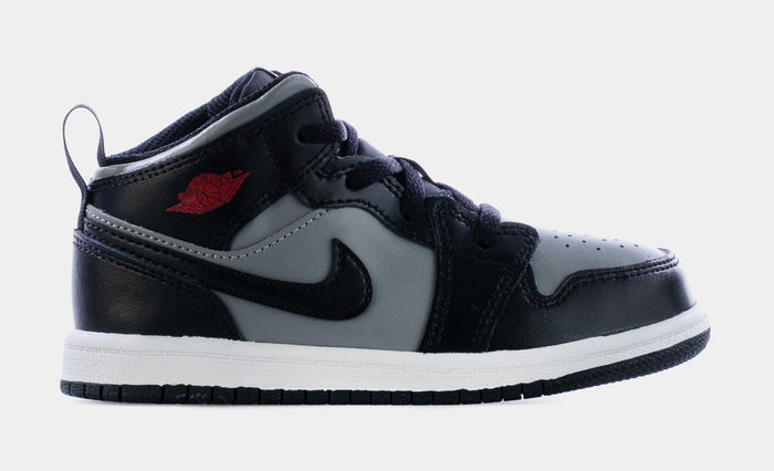 Air Jordan1 Mid Infant Toddler Lifestyle Shoes (Black/Gym Red/Practicle Grey/White)