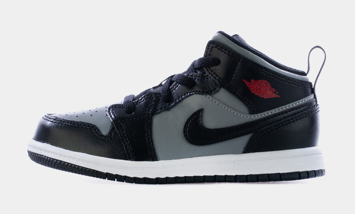 Air Jordan1 Mid Infant Toddler Lifestyle Shoes (Black/Gym Red/Practicle Grey/White)