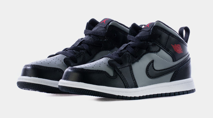 Air Jordan1 Mid Infant Toddler Lifestyle Shoes (Black/Gym Red/Practicle Grey/White)
