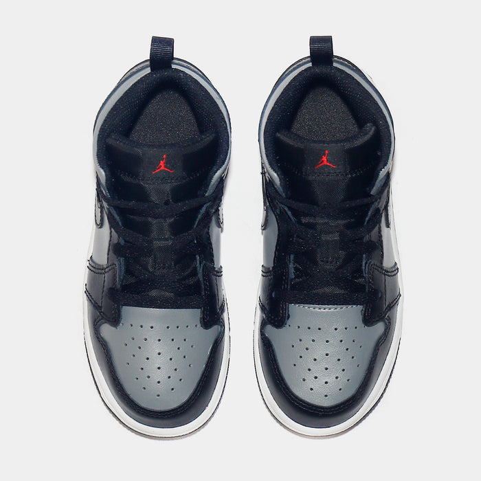 Air Jordan1 Mid Infant Toddler Lifestyle Shoes (Black/Gym Red/Practicle Grey/White)