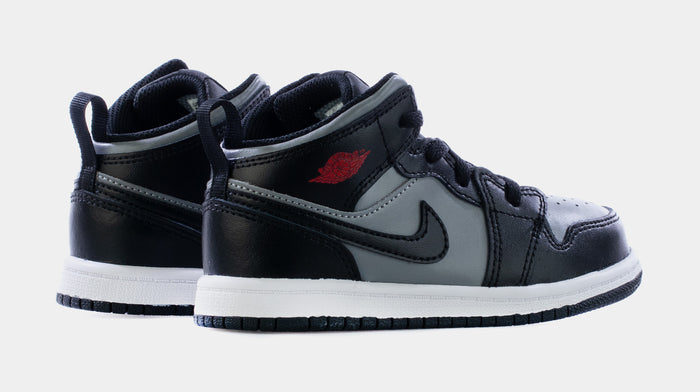 Air Jordan1 Mid Infant Toddler Lifestyle Shoes (Black/Gym Red/Practicle Grey/White)