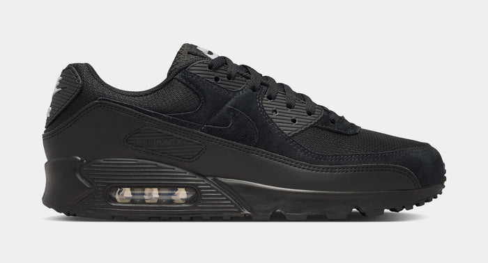 Air Max 90 Mens Running Shoes (Black/Black/Light Smoke Grey)