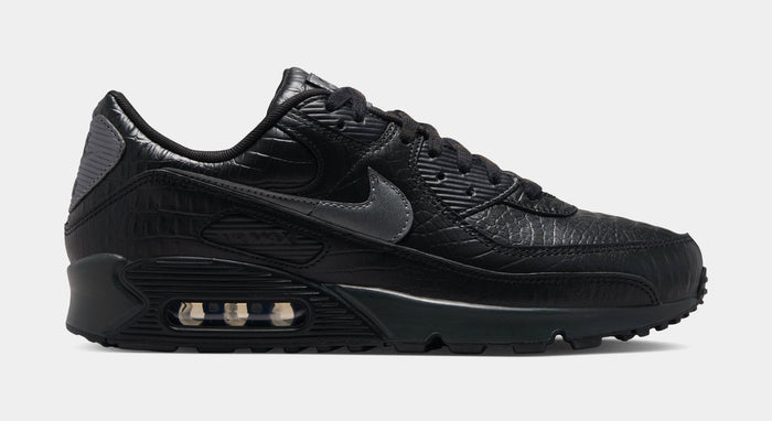 Air Max 90 Premium Black Croc Leather Mens Running Shoes (Black/Metallic Dark Grey/Anthracite)