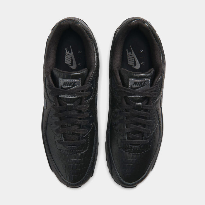 Air Max 90 Premium Black Croc Leather Mens Running Shoes (Black/Metallic Dark Grey/Anthracite)