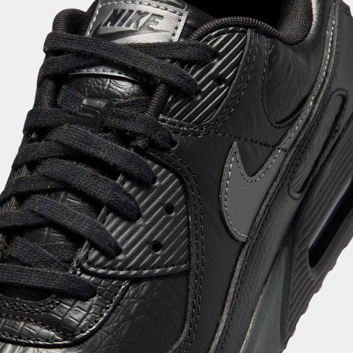 Air Max 90 Premium Black Croc Leather Mens Running Shoes (Black/Metallic Dark Grey/Anthracite)