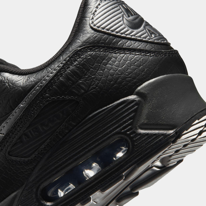 Air Max 90 Premium Black Croc Leather Mens Running Shoes (Black/Metallic Dark Grey/Anthracite)