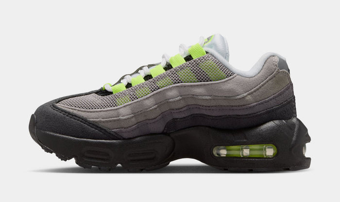 Air Max 95 Big Bubble Neon Preschool Running Shoes (Black/Neon Yellow/Anthracite/Light Graphite)