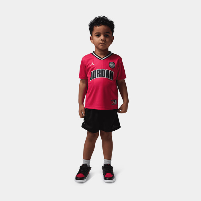 Air Jordan Sport Jersey And Mesh Short Infant Toddler Set (Black/Red)