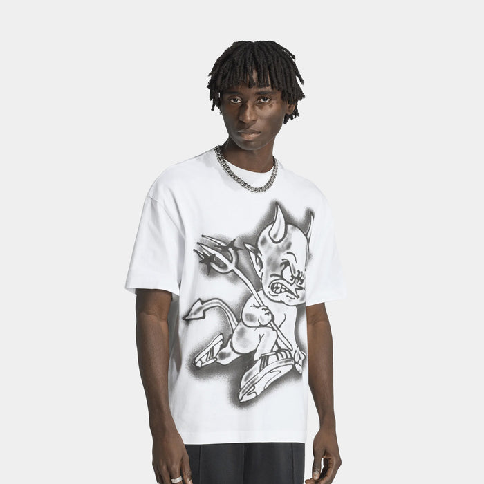 Airbrush Tee Mens Short Sleeve Shirt (White/Black)