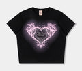 Angel Love Cropped Womens Short Sleeve Shirt (Black/Pink)