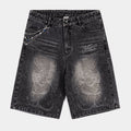 Angel Waistchain Denim Womens Shorts (Black/Pink)