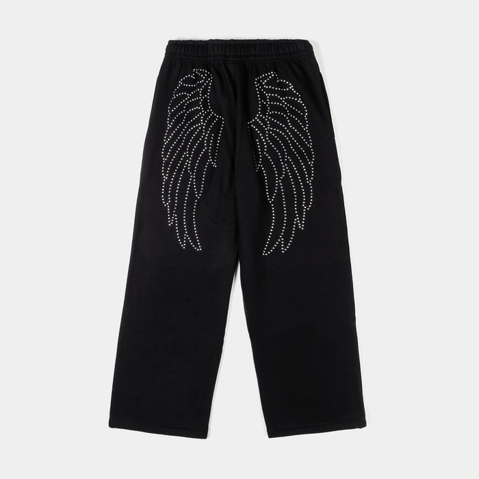 Angel Wings Fleece Womens Sweatpants (Black/Pink)