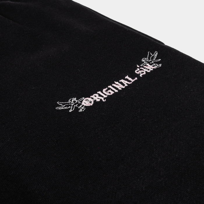 Angel Wings Fleece Womens Sweatpants (Black/Pink)