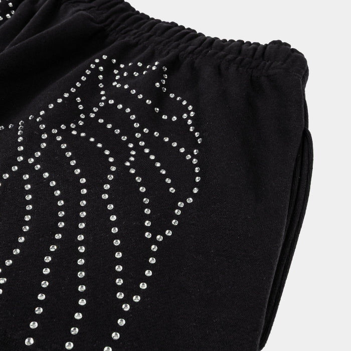 Angel Wings Fleece Womens Sweatpants (Black/Pink)