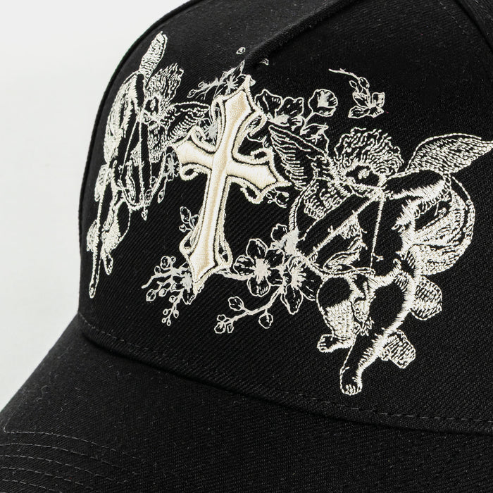 Angels Snapback Mens Hat (Black/Cream)