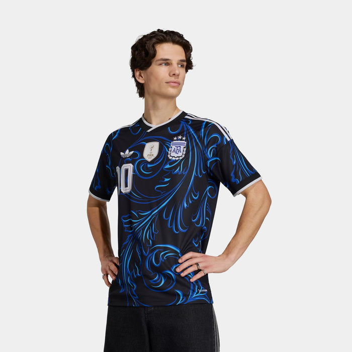 Argentina 26 Away Replica Messi Mens Jersey (Black/Lucid Blue/Blue Burst)