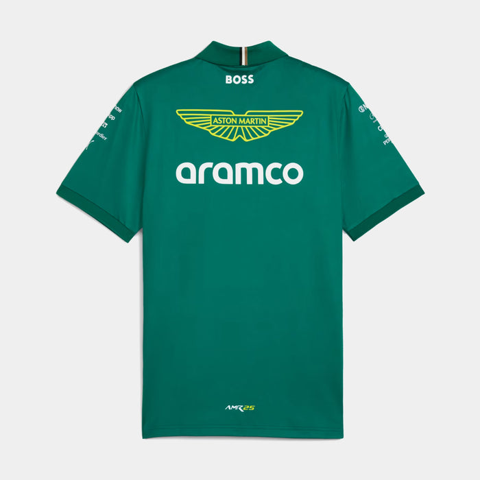 Aston Martin Aramco F1 Team Replica Polo Mens Short Sleeve Shirt (Green Lux)
