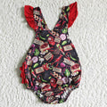 B0-9 Crayfish Food Print Baby Girls Summer Bubble Romper