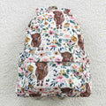 BA0007 Highland Cow Flowers Print Baby Girls Western Backpack Kids Bags