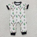 Baby cow print western romper   SR0144