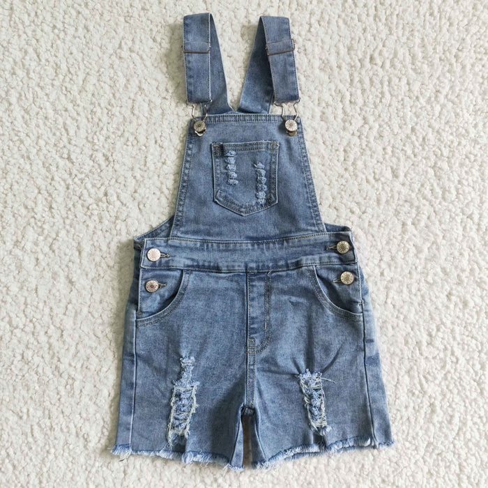 Baby girls blue suspender denim overall shorts jumpsuit SS0016