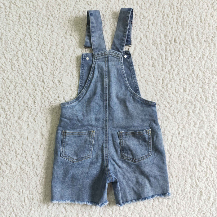 Baby girls blue suspender denim overall shorts jumpsuit SS0016