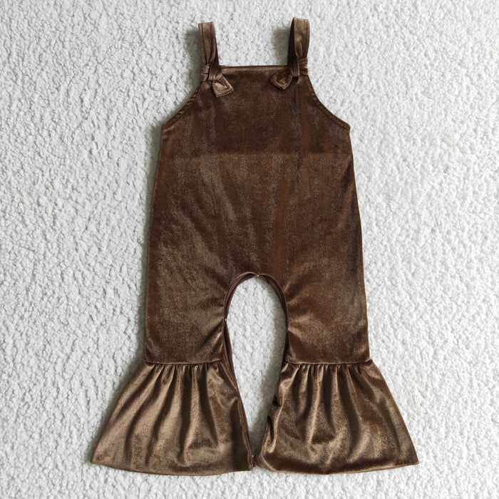 Baby Girls brown velvet romper      SR0090