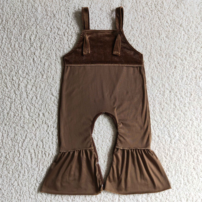 Baby Girls brown velvet romper      SR0090
