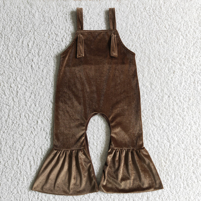Baby Girls brown velvet romper      SR0090