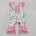 Baby girls bunny print Easter romper      SR0198