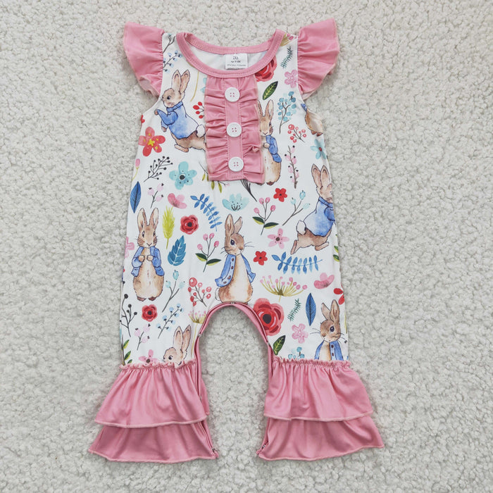 Baby girls bunny print Easter romper      SR0198