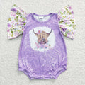 Baby girls flora cow print romper   SR0118