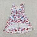 Baby Girls July 4th Red Bow Bow USA Flag Sleeveless Active Dress