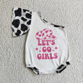 Baby Girls lets go girls one shoulder romper    SR0102