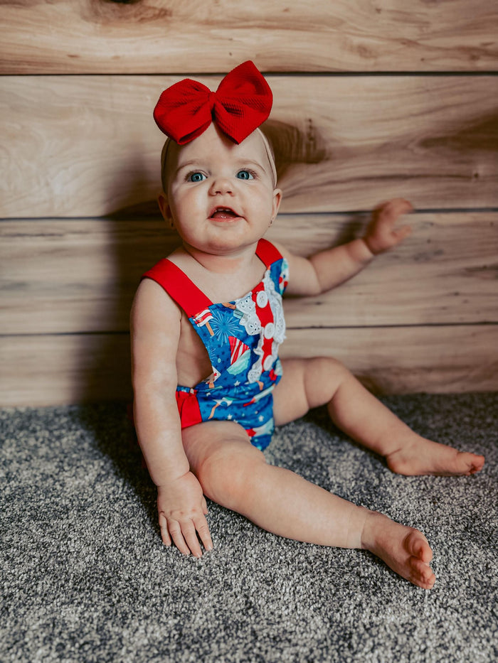 Baby girls popsicle july 4th bubble romper   SR0015