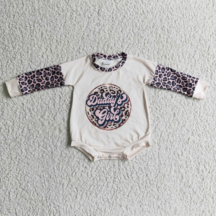 Baby pink leopard print DADDY'S GIRL romper    LR0221