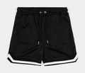 Basketball Stripe Mesh Mens Shorts (Black/White)