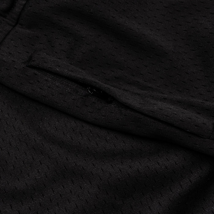 Basketball Stripe Mesh Mens Shorts (Black/White)