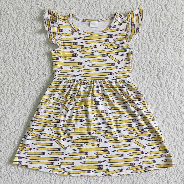 BC0001 Pen Print Girls Back to School Dress