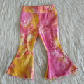 Bell bottom pink yellow tie-dye jeans     C15-36