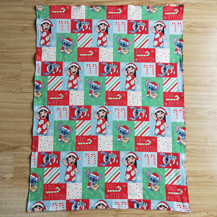 BL0032 Cartoon Stitc* Candy Checkered Print Baby Christmas Blanket