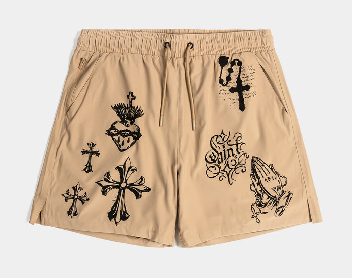 Blessed Hybrid Mens Shorts (Tan/Black)