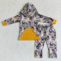 BLP0004 Nightmar* Print Hoodie Top Pants Boys Halloween Clothes Set