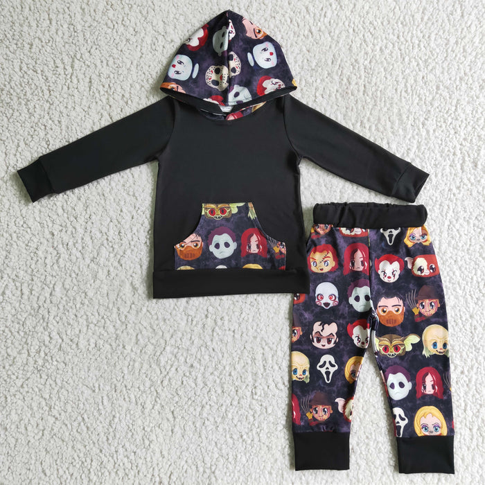 BLP0023 Film Characters Print Hoodie Top Pants Boys Halloween Clothes Set